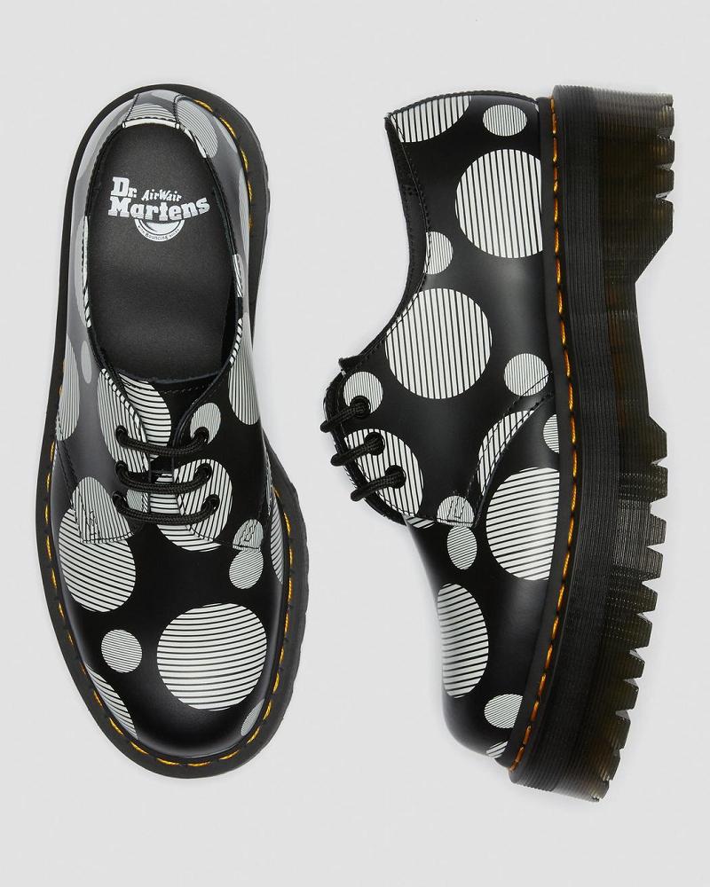 Men's Dr Martens 1461 Polka Dot Smooth Leather Platform Shoes Black | AU 621HAP